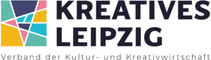 Logo Kreatives Leipzig Bunte Ecken durch weiße Striche getrennt